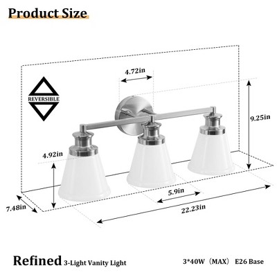 KAISITE Modern Vanity Light with Opal Glass Shade