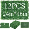 12 pieces of 24 "x 16" artificial boxwood boards, grass wall panels, boxwood fence panels, UV protection suitable for artificial green wall decoration - 2 of 4