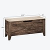 VECELO 18/30/43" Storage Ottoman Wooden Bench with Wicker-Knot Cushions Toy Box Organizer with Safety Hinges Charcoal Gray/White - 3 of 4