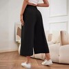 Women's Solid Color Ankle Pants - Relaxed Flowy Cropped Pants, Versatile Wide Leg Trousers for Multiple Basic Outfits - 3 of 4