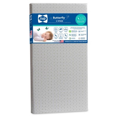 Image of Sealy Butterfly 2-Stage Antibacterial Ultra Firm Crib and Toddler Mattress