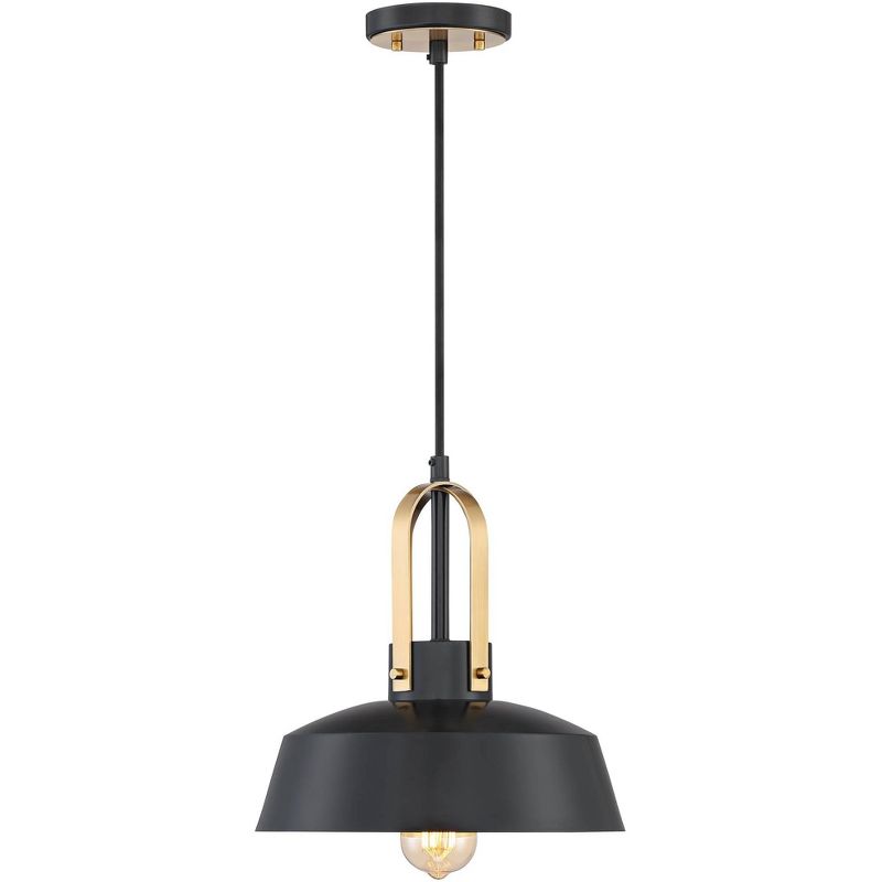 Possini Euro Design Black Warm Brass Mini Pendant Lighting Fixture 12" Wide Farmhouse Rustic for Dining Room House Home Kitchen Island High Ceilings, 5 of 10