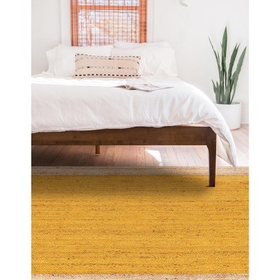 Handmade Yellow Braided Jute Rectangular Area Rug