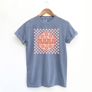 Simply Sage Market Women's Checkered Mama Flowers Short Sleeve Garment Dyed Tee - 1 of 2