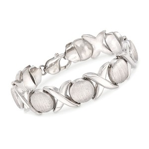 Ross-Simons Italian Sterling Silver Brushed and Polished Xo Link Bracelet - 1 of 4