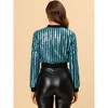 INSPIRE CHIC Women's Glitter Sparkle Long Sleeve Front Zip Party Shiny Crop Bomber Sequin Jackets - 4 of 4