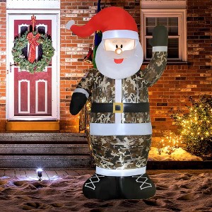 Angel Sar 8ft Christmas Inflatable Santa in Camouflage, LED Lighted Blow Up Yard Decoration for Outdoor Lawn Decor - 1 of 4
