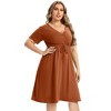 Women's Plus Size Dress Knee Length Wrap Min DressWomenyellow-cs X-Large - 4 of 4
