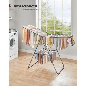 SONGMICS Foldable Clothes Drying Rack with Sock Clips Laundry Drying Rack with Height-Adjustable Gullwings - 1 of 4