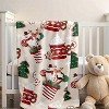 1pc Room Decoration Blanket Gingerbread Man, Christmas Tree, Red And White Striped Pattern Flannel Blanket, Holiday Gift. - 3 of 4