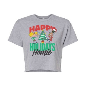 Women's - Hey Arnold! - Holiday Homies Cropped Graphic T-Shirt - 1 of 4