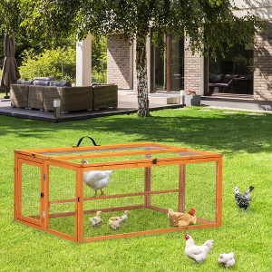 DOMETOUR Folding Rabbit Hutch with Roosting Bar, Wood Collapsible Guinea Chick Run, Outdoor Bunny Cage, Portable - 1 of 4