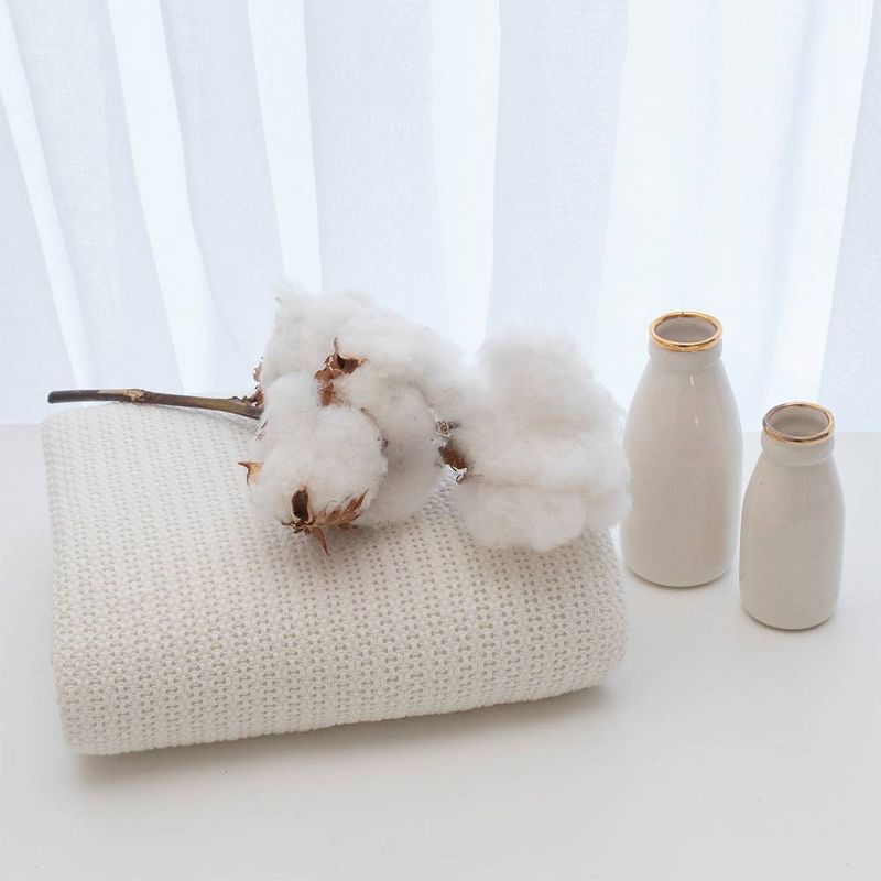 Living Textiles Baby Organic Celullar Baby Blanket - White, 4 of 7