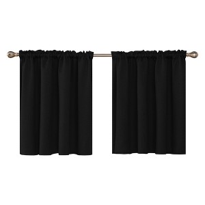 Deconovo Rod Pocket Solid Window Valance Curtains (2 Panels, Light Filtering, OEKO-TEX Certified) - 1 of 4