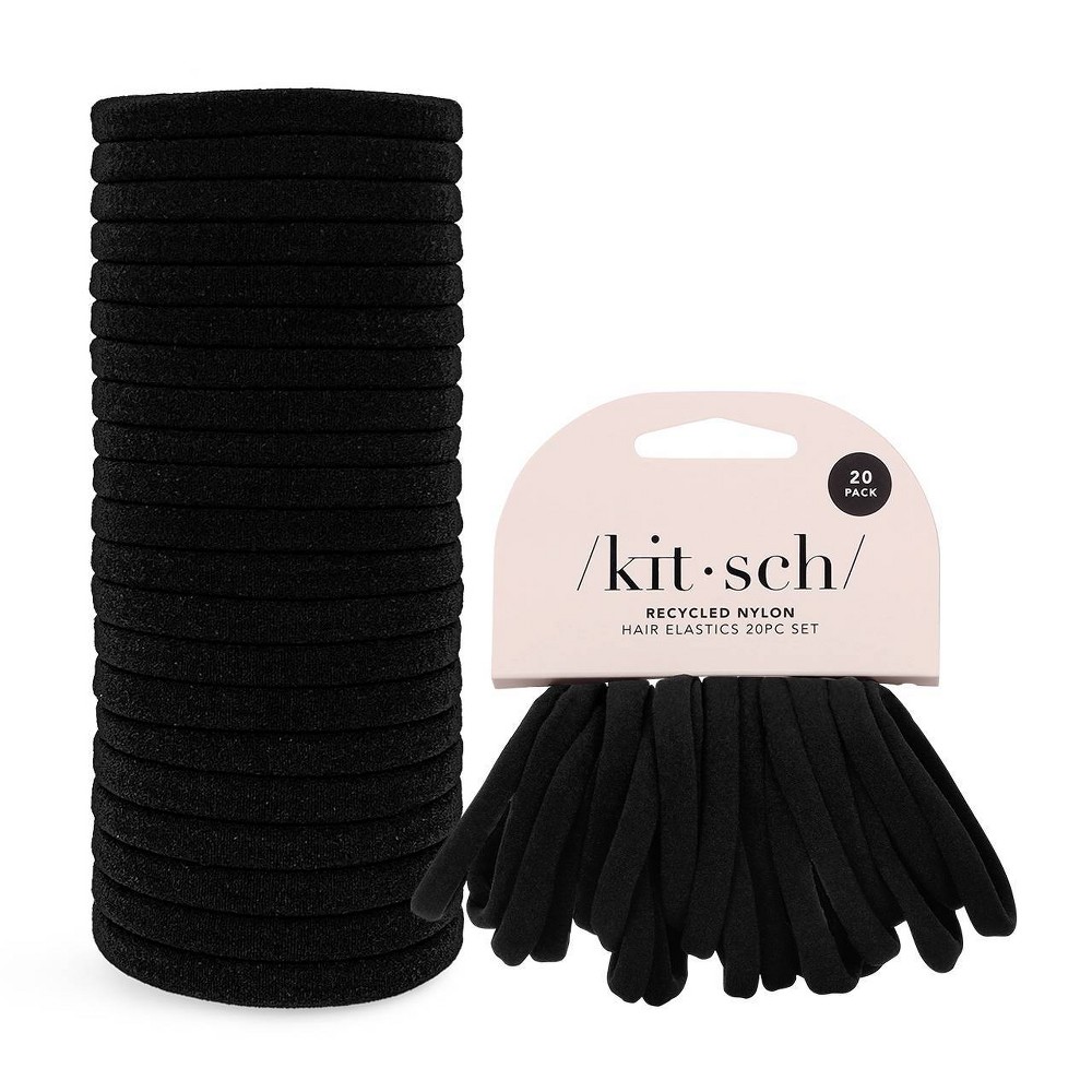 Photos - Hair Styling Product Kitsch Eco Friendly Nylon Elastics - 20pk - Black