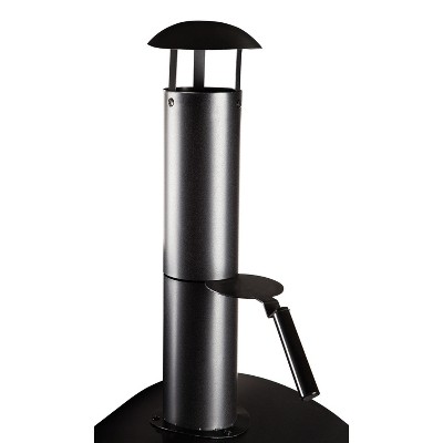 Black Steel Outdoor Charcoal Grill and Oven with Wheels