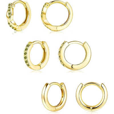 Inerney Gold Huggie Hoop Earrings Set for Women, Dainty Small Sterling Silver Earring Stacks Hypoallergenic Jewelry for Multiple Piercings