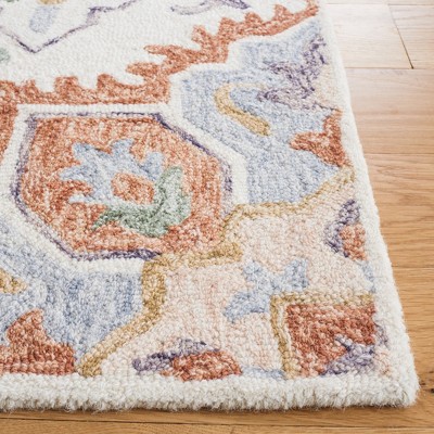 Ivory and Green Hand-Tufted Wool Floral Area Rug