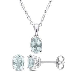 EVERLY JEWELRY | Sterling Silver Created Gemstone and Multiple Gemstones 2-Piece Set of Pendant with Chain and Earrings. - 1 of 3