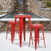 Emma and Oliver Commercial Grade 24" Round Metal Indoor-Outdoor Bar Table Set, 2 Backless Stools - 2 of 4