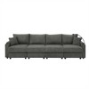 Modern 132" Corduroy 4-Seater Sectional Sofa with Cup Holders & Phone Holder - 2 of 4