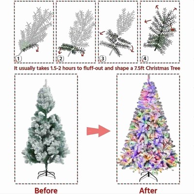 6ft Snow Flocked Pine Christmas Tree with Lights
