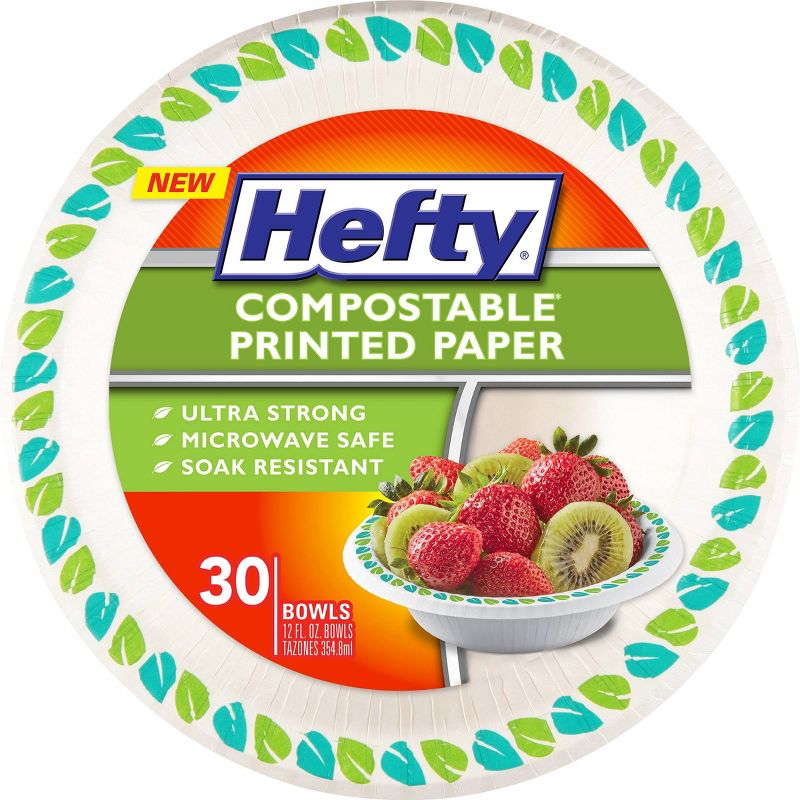 Hefty Compostable Printed Paper Bowl - 12oz/30ct, 1 of 10