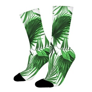 Palm Leaf Women Printed Crew Socks Funny Funky Socks Soft Polyester Novelty Gifts for Artists Men - 1 of 1