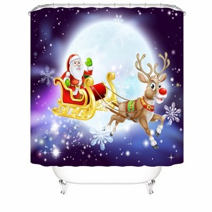 Santa On The Moon Shower Curtains for Bathroom Waterproof Fabric Bath Curtain Durable Soft Stylish Bathroom Decor 72x72 Inch - 1 of 1