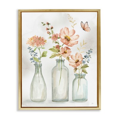 Stupell Industries Butterfly & Pink Florals, 25" x 31"