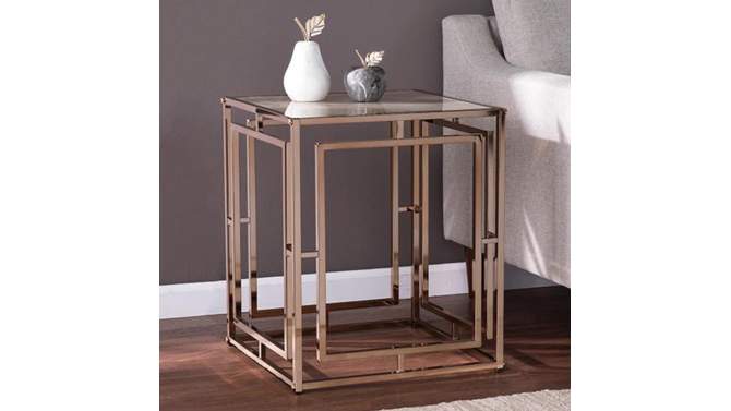 Glenshippe Faux Marble End Table Champagne - Aiden Lane, 2 of 12, play video