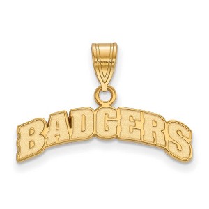 Black Bow Jewelry 14k Yellow Gold Wisconsin Badgers NCAA Medium Pendant - 1 of 3