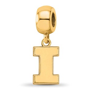 Black Bow Jewelry 14k Yellow Gold Plated Sterling Silver Illinois Fighting Illini NCAA Bead Charm - 1 of 4
