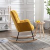 Indoor Rocking Chair Wingback Arm Chair Tufted Upholstered Teddy Fabric Nursery Room Rocking Chair With Solid Wood Base-Maison Boucle - 3 of 4