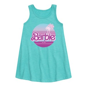 - Barbie - Palm Trees Graphic Sleeveless Aline Dress - 1 of 2