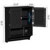 GDFStudio Fiona Modern Wall-Mounted Bathroom Cabinet with 1 Towel Bar, 2 Louvered Doors and Shelves - 2 of 4