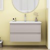 KWPZQEB 32" Modern Wall-Mounted Bathroom Vanity with Sink Combo, Floating Vanity with Double Drawers & Unique Handle-Free Design for Small Space - 3 of 4