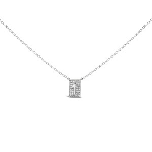 Haus of Brilliance Silver 1/10 Ctw Diamond Inlaid Cross Dog Tag Pendant Necklace - 18" - 1 of 4