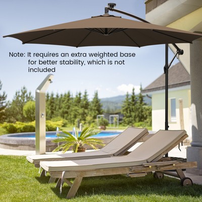 Coffee 10FT Solar-Lighted Cantilever Offset Patio Umbrella