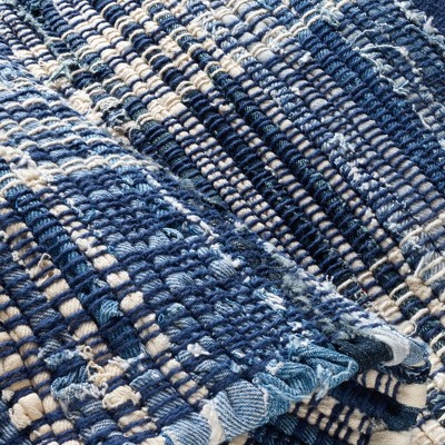 Denim Plaid Reversible Handmade Cotton Runner Rug 2'6" x 8'