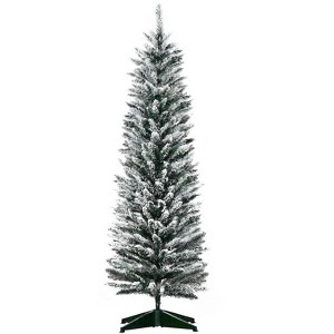 Racxily Slim Snow Flocked Christmas Tree, Realistic Artificial Pencil Tree for Holiday Decor - 1 of 4