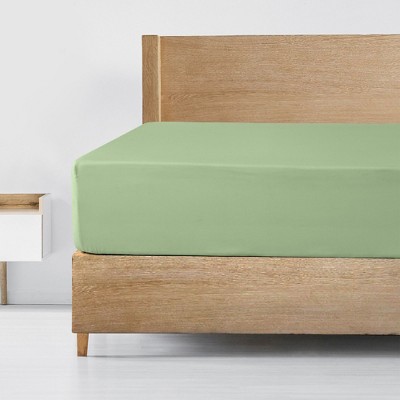 Image of Lux Decor Collection Fitted Bed Sheet, 16" Deep Pocket Microfiber Twin Sheet - Sage Green