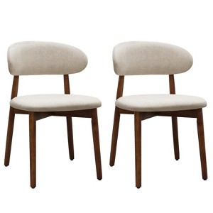 NicBex Set of 2/4 Modern Cotton-Linen Upholstered Dining Chairs with Solid Wood Legs,Armless Accent Chairs for Dining Room,Kitchen,Restaurant - 1 of 4