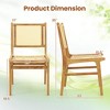 Costway 1/2 PCS Rattan Dining Chair with  Natural Cane Woven Backrest & Seat & Teak Wood Frame - 3 of 4