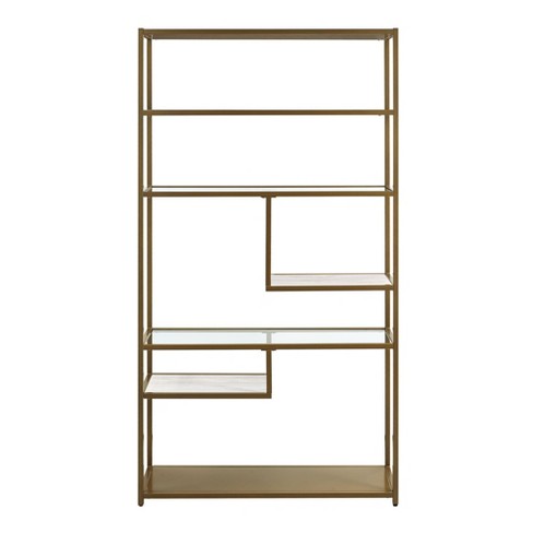 72 Eos Geometric Bookshelf Etagere Brass - Dorel Living : Target