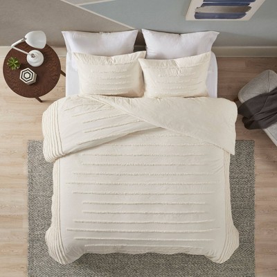 Full/Queen 3pc Cotton Chenille Comforter Set Ivory