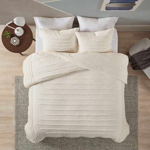 Full queen 3pc Cotton Chenille Comforter Set Ivory Target