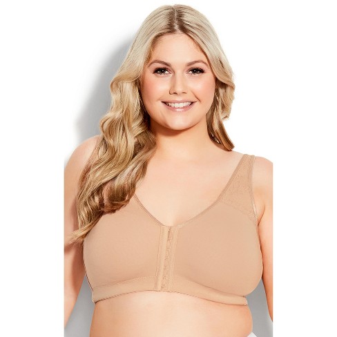 AVENUE BODY | Women's Plus Size Comfort Cotton Wire Free Front Close Bra -  beige - 46D
