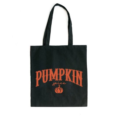 City Creek Prints Pumpkin Spice Bold Canvas Tote Bag - 15x16 - Black