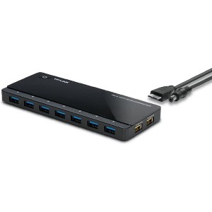 TP-Link Powered USB Hub 3.0 with 7 USB 3.0 Data Ports and 2 Smart Charging USB Ports Power Adapter UH720 Black Manufacturer Refurbished - 1 of 3